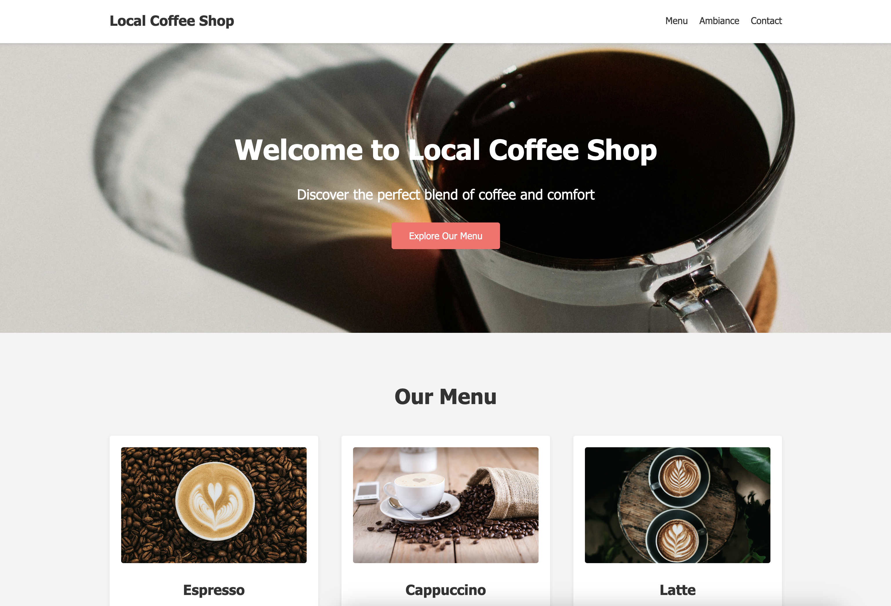 Featured Coffeeshop Website